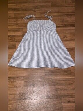 Striped Blue & White Tie-Strap  Dress